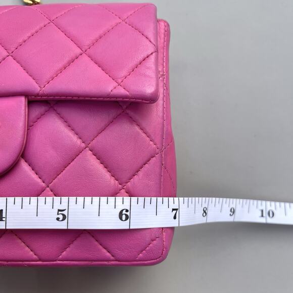 Chanel Small Square Classic Flap Pink Lambskin Leather 24k Gold Plates Hardware - Picture 10 of 16
